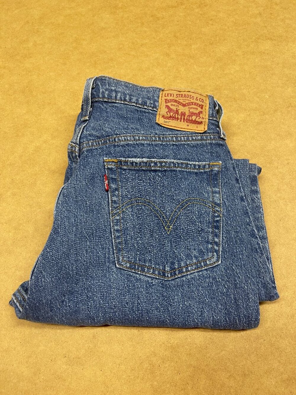 Levis Premium 501 Original Straight Leg Women's Blue Jeans Size 29x30 EUC
